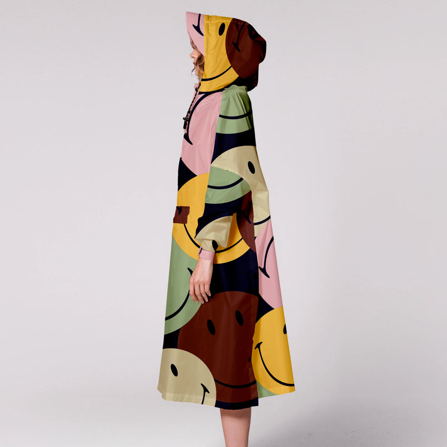 Rainkiss Rain Poncho - Retro Smiley