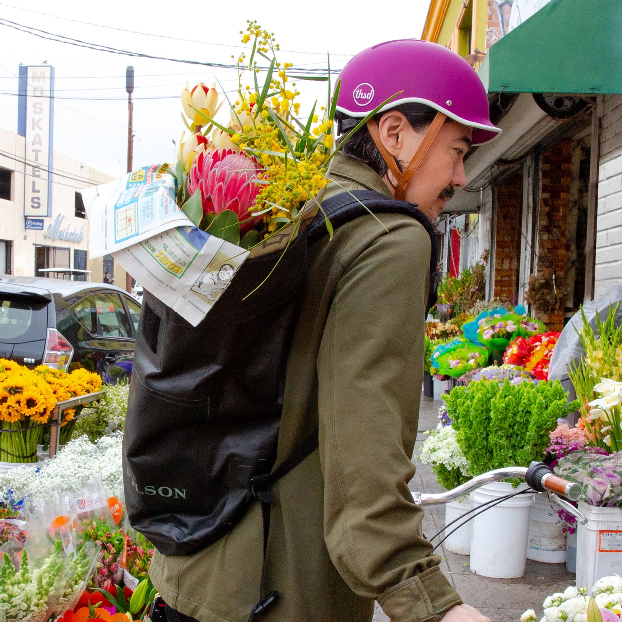 Thousand Helm Vibrant Orchid Flowers Bicycle 